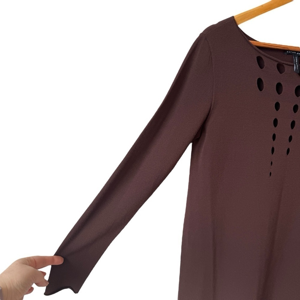 Sarah Pacini Brown Openwork Viscose Long sweater Tunic Women's One Size - Picture 4 of 8
